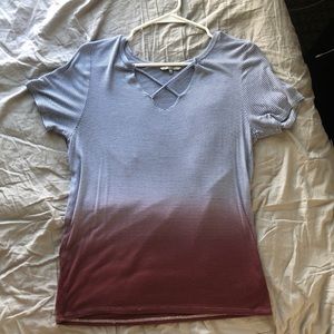 Striped ombré blue to red shirt